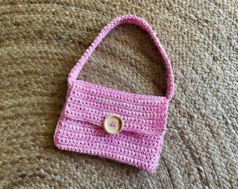 Barbiecore, kleine gehaakte handtas/clutch