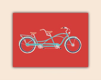 The Tandem postcard - bicycle postcard - bike postcard - postcard Netherlands