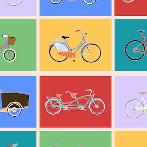 Set of six different bicycle postcards