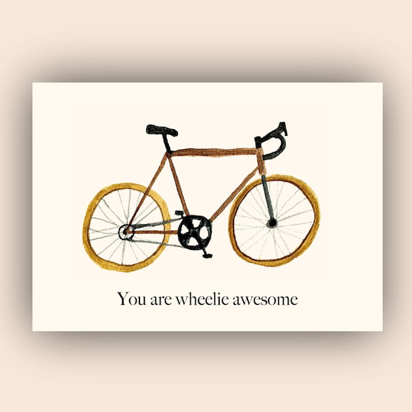 Du bist eine tolle Wheelie-Postkarte | Fahrradpostkarte | danke dir Karte