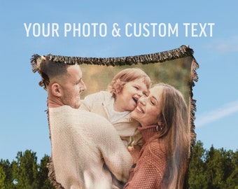 Custom Photo Woven Blanket, Original High Quality, 100% Pure Soft Cotton, Personalized Unique Textile