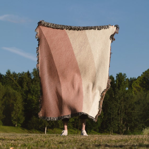 Minimalist Woven Cotton Throw Blanket, Soft Home Decor