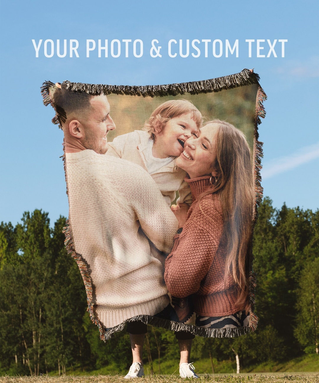 Custom Photo Woven Blanket, Original High Quality, 100 Pure Soft