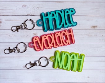 Backpack Tag, Personalized Tag for Kids, Name Keychain, Kids Luggage Tags, Personalised Key Rings, Bag Tags, Lunchbox Nametag,