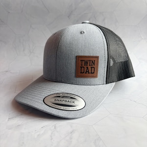 Twin Dad Hat, Leather Patch Hat, Fathers Day Gifts, Birthday Gift for Dad, Christmas Gift for Dad, Leatherette Patch
