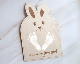 Easter Keepsake, Some Bunny Loves You, Baby's First Easter, Easter Footprint Craft, Kid's Easter DIY, Easter Decor, Footprint Sign