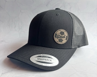 Soccer Dad Hat, Leather Patch Hat, Fathers Day Gifts, Soccer Gifts for Dad, Birthday Gift for Dad, Christmas Gift for Dad, Leatherette Patch