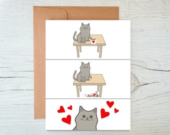 Cat Valentine's Day Card, Cat Lover Gift, Funny Cat Card, Handmade Card, Valentine Card from Cat, Valentine Gift for Her, Cat Valentine