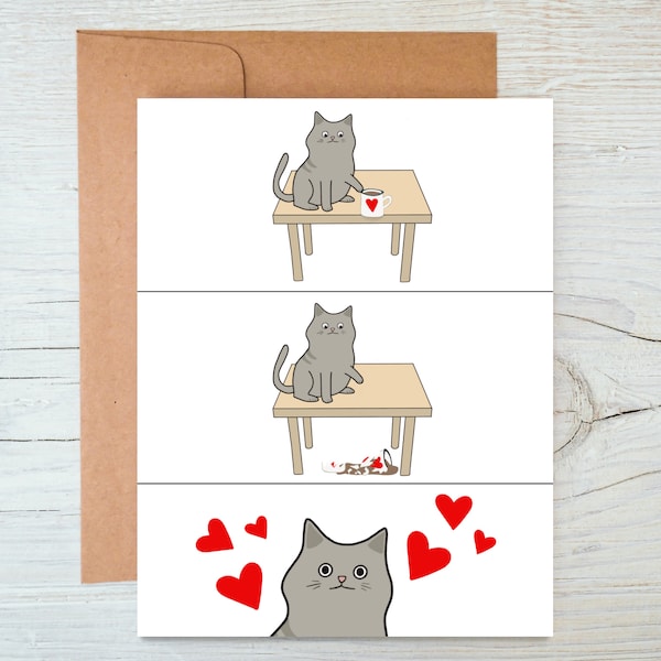 Cat Valentine's Day Card, Cat Lover Gift, Funny Cat Card, Handmade Card, Valentine Card from Cat, Valentine Gift for Her, Cat Valentine