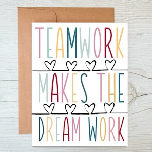 Teamwork Makes the Dream Work Card, Staff Appreciation Card, Employee Appreciation Card, Gift for Employees, Thank you Card