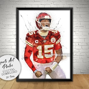 Patrick Mahomes Poster, Wall Art Printable, Kansas City Chiefs, Digital Download, Man Cave Gift, Wall Decor, Sports Art