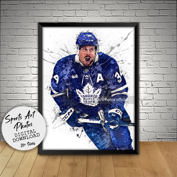 Auston Matthews Poster, Toronto Maple Leafs, Wall Art Printable, Kids Decor, Digital Download, Man Cave Gift, Sports Art