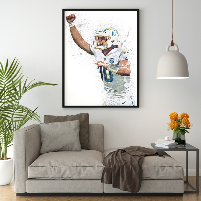 Justin Herbert Poster Los Angeles Chargers Wall Art Etsy