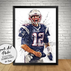 Tom Brady Poster, New England Patriots, Digital Download, Man Cave Gift, Wall Art Printable, Sports Art
