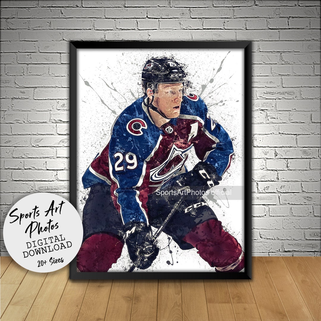Nathan Mackinnon Poster, Colorado Avalanche, Wall Art Printable, Hockey