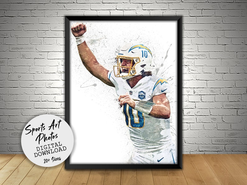 Justin Herbert Poster Los Angeles Chargers Wall Art Etsy