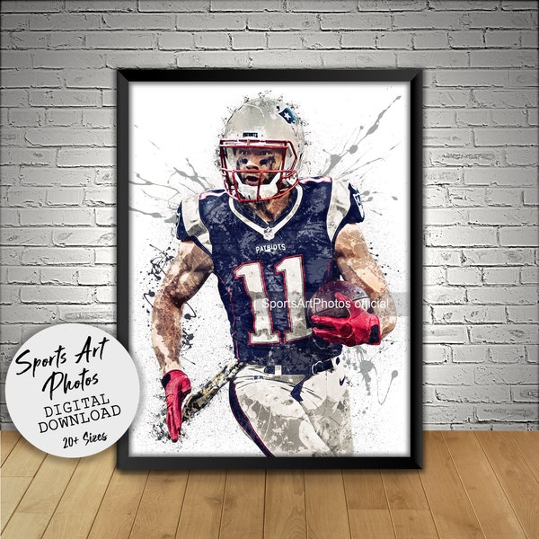 Julian Edelman Poster, New England Patriots, Wall Art Printable, Man Cave Gift, Kids Decor, Digital Download, Sports Art