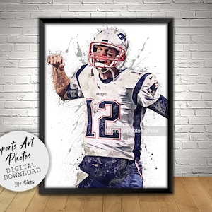Tom Brady Poster, New England Patriots, Wall Art Printable, Man Cave Gift, Digital Download, Wall Decor, Sports Art
