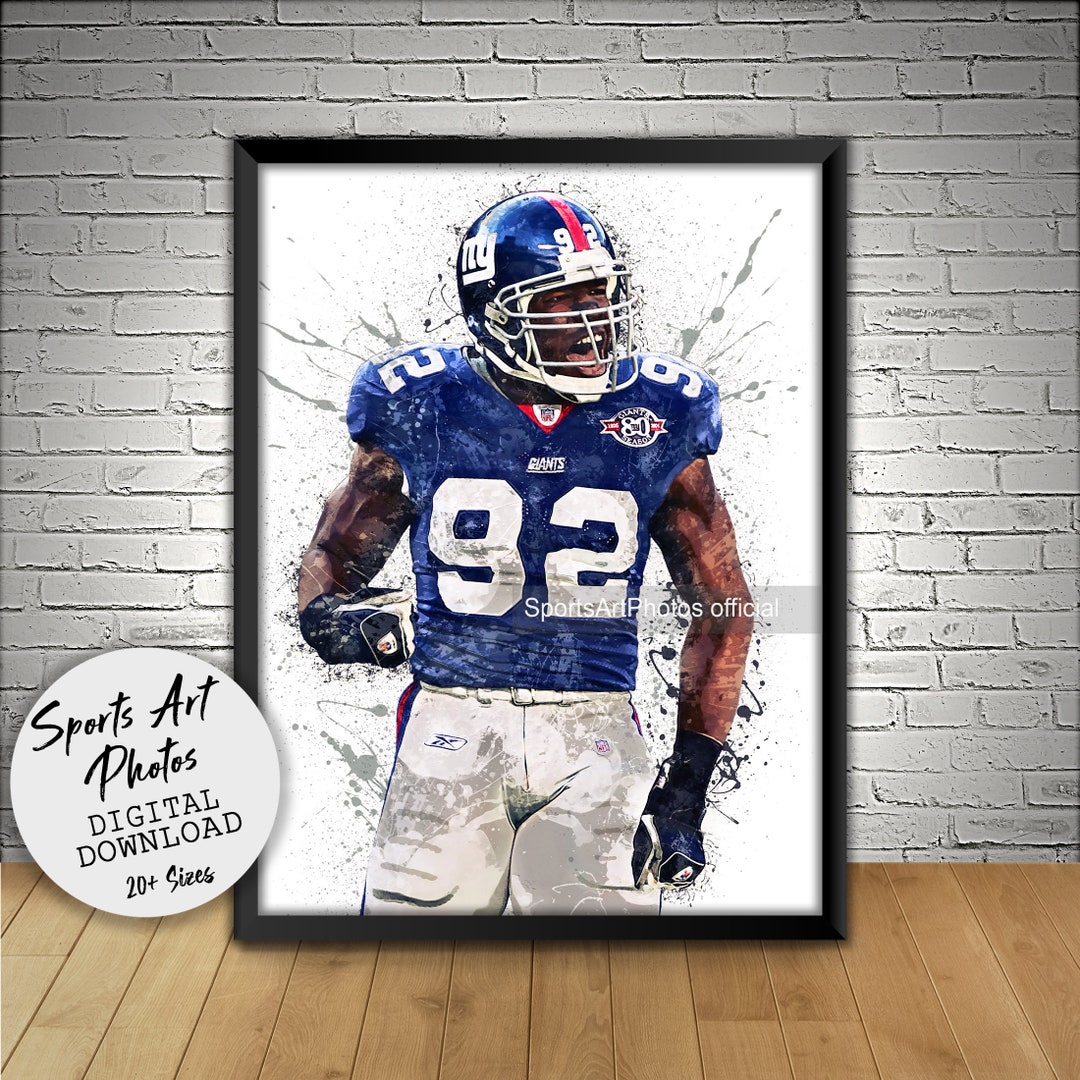 Michael Strahan Poster, New York Giants, Wall Art Printable, Sports