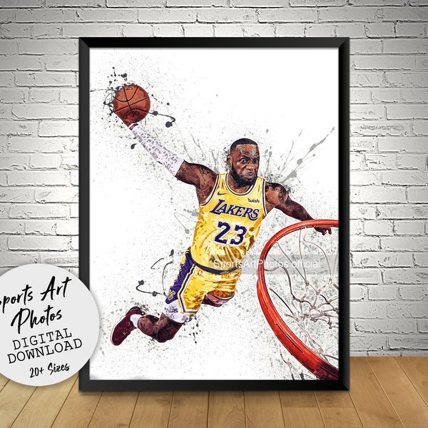 Lebron James Poster, Wall Art Printable, Los Angeles Lakers, Digital Download, Man Cave Gift, Sports Art