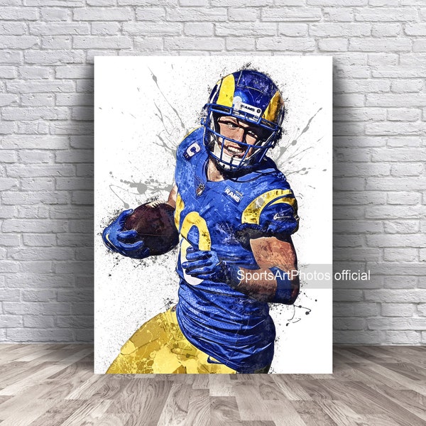 Cooper Kupp Poster, Los Angeles Rams, Canvas Wrap, Wall Art Print, Kids Decor, Man Cave Gift, Sports Art