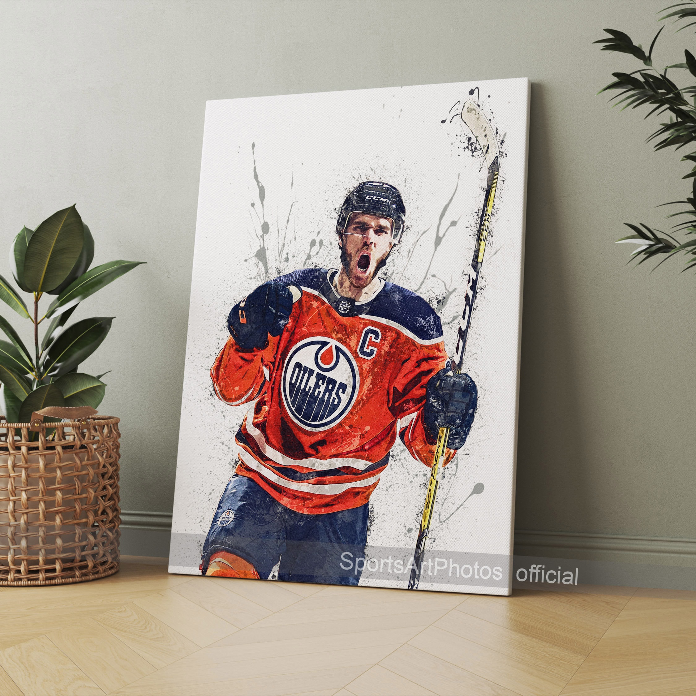 Connor McDavid Poster Edmonton Oilers Ice Hockey Painting Hand