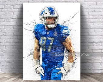Aidan Hutchinson Detroit Lions Framed Splash Art Print Perfect