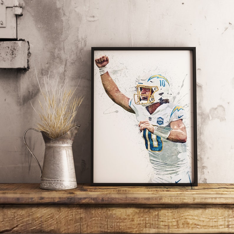 Justin Herbert Poster Los Angeles Chargers Wall Art Etsy