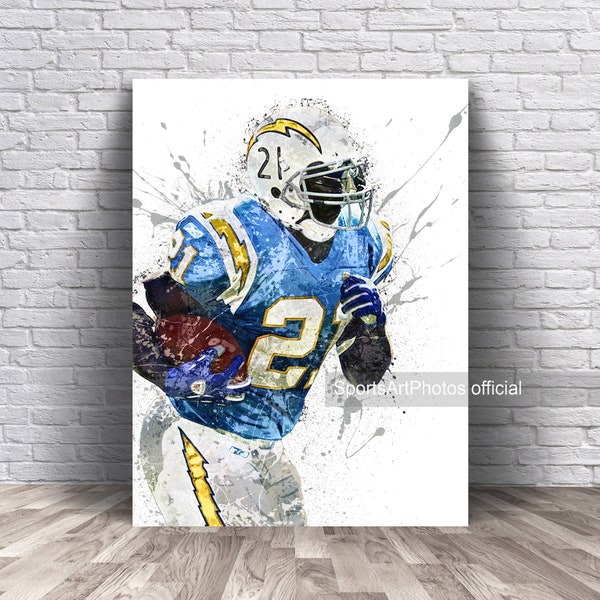 LaDainian Tomlinson Poster, San Diego Chargers, Canvas Wrap, Wall Art Print, Wall Decor, Man Cave Gift, Sports Art