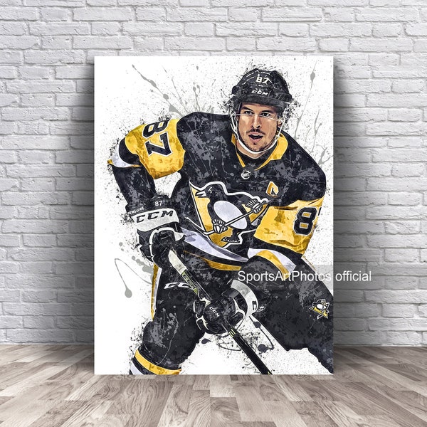 Sidney Crosby Poster, Pittsburgh Penguins, Canvas Wrap, Wall Art Print, Kids Decor, Man Cave Gift, Sports Art