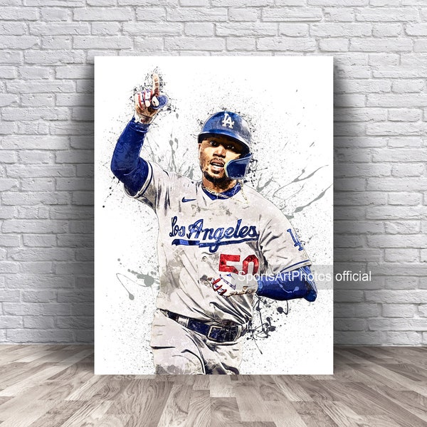 Mookie Betts Poster, Los Angeles Dodgers, Canvas Wrap, Wall Art Print, Kids Decor, Man Cave Gift, Sports Art