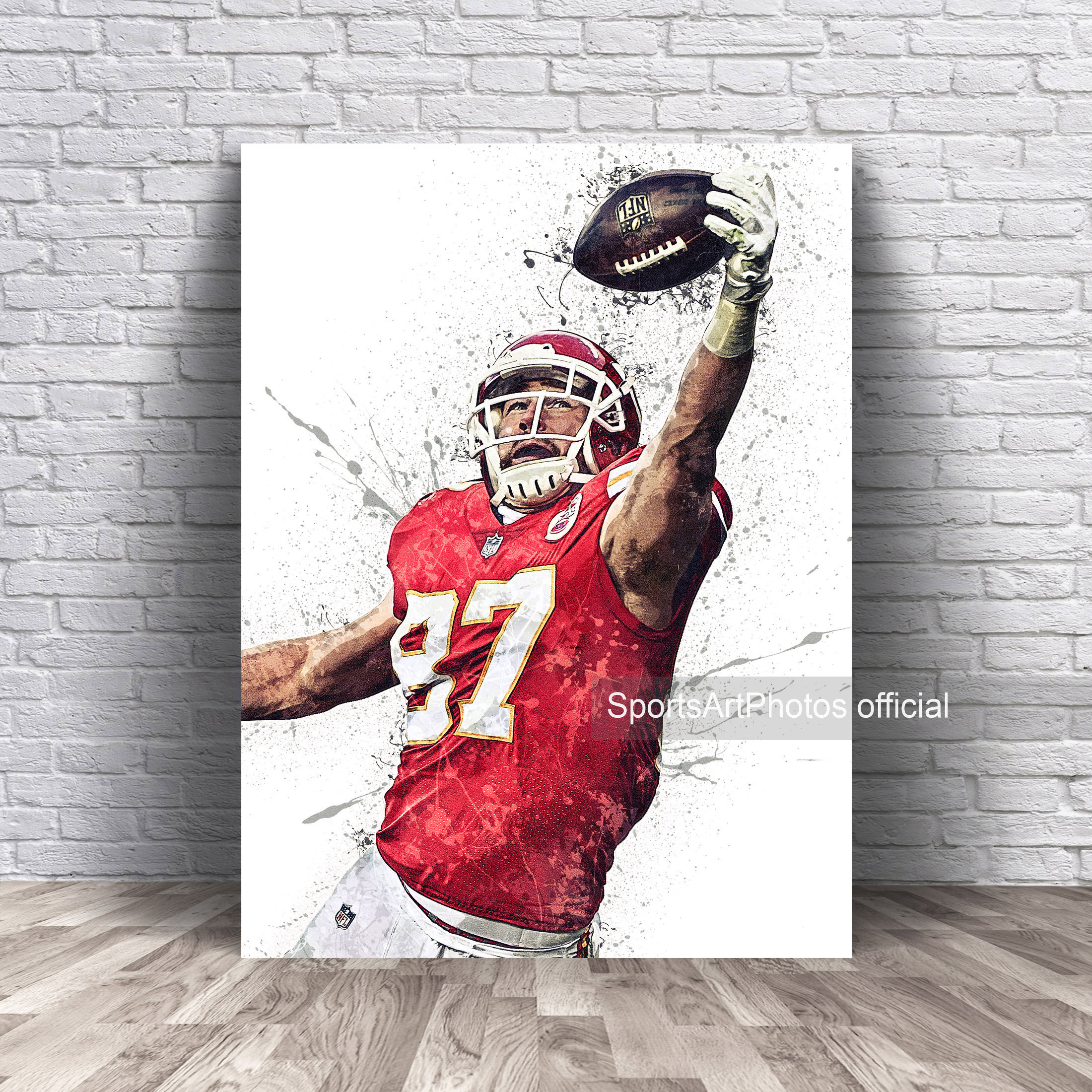 Travis Kelce Poster Kansas City Chiefs Canvas Wrap Wall Art 