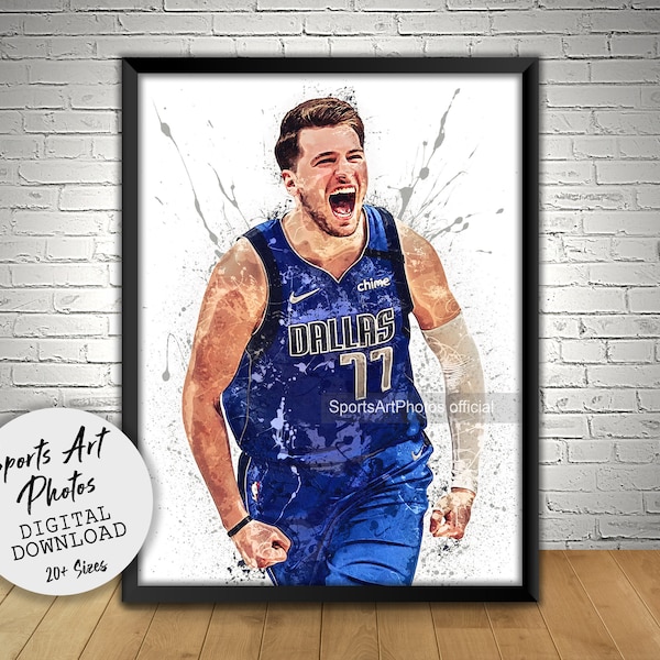 Luka Doncic Poster, Dallas Mavericks, Wall Art Printable, Digital Download, Man Cave Gift, Sports Art