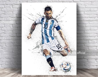 Lionel Messi Poster, Argentinien WM, Canvas Wrap, Wand Kunst Druck, Kinder Dekor, Mann Höhle Geschenk, Sport Kunst