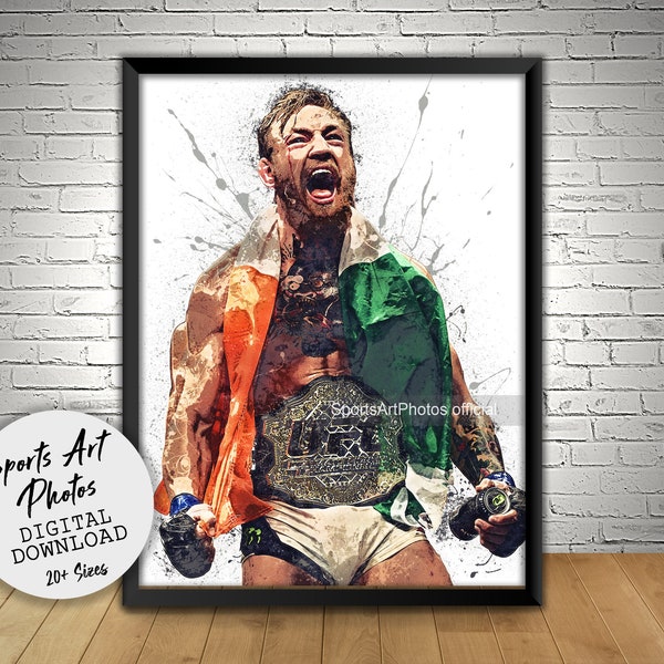 Conor McGregor Poster, UFC, MMA, Wall Art Printable, Digital Download, Man Cave Gift, Kids Decor, Sports Art