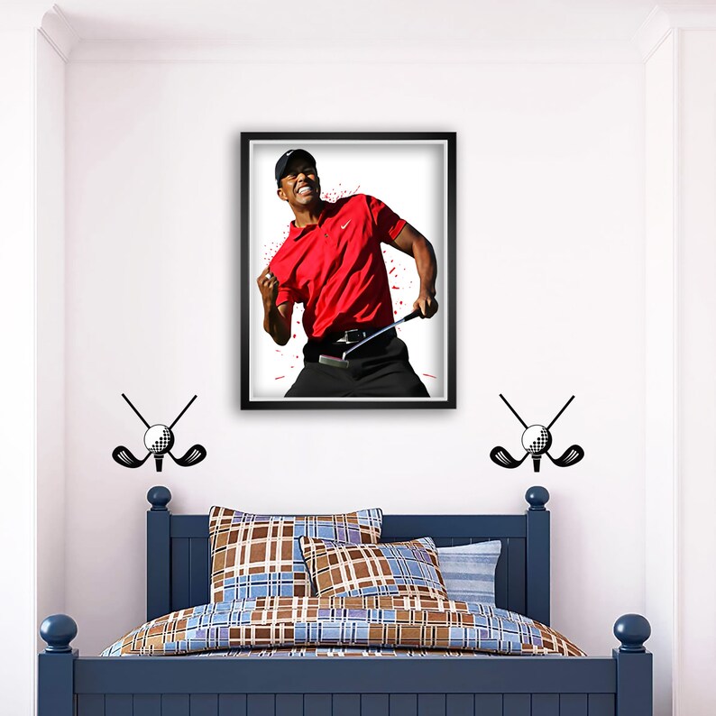 Tiger Woods Poster Wall Art Printable Digital Download Man Etsy