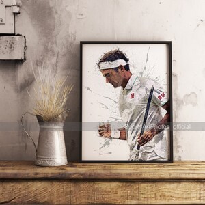 Quadro Su Tela Di Roger Federer – Poster 60x90 Cm Senza Cornice, Wall Art Per Camera Da Letto E Soggiorno, Stampa Giclée Su Tela Non Tessuta, Regalo Per Appassionati Di Tennis