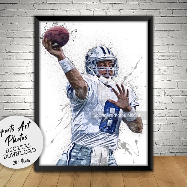 Troy Aikman Poster, Dallas Cowboys, Wall Art Printable, Digital Download, Man Cave Gift, Wall Decor, Sports Art