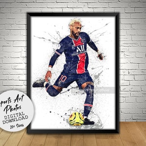 Neymar Jr Poster, PSG, Paris Saint-Germain, Wall Art Printable, Soccer Poster, Digital Download, Kids Decor, Man Cave, Gift, Sports Art