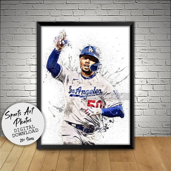 Mookie Betts Poster, Los Angeles Dodgers, Wall Art Printable, Kids Decor, Digital Download, Man Cave Gift, Sports Art