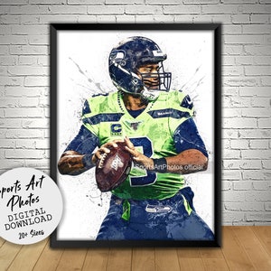 Russell Wilson Poster Wall Art Printable Seattle Seahawks - Etsy
