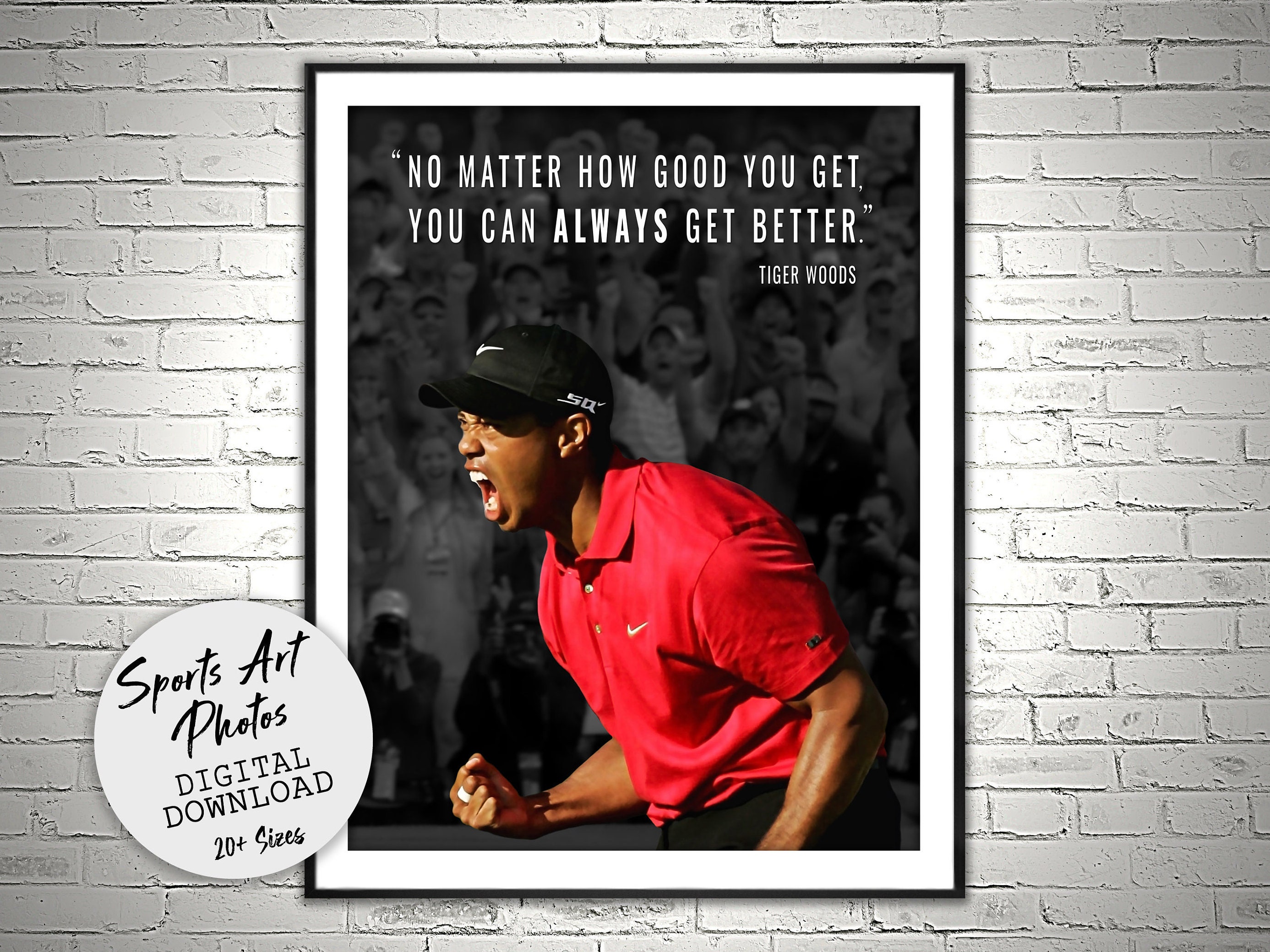 Tiger Woods Poster Motivational Quote Wall Art Printable Etsy