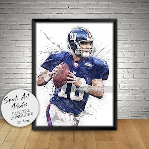 Eli Manning Poster, New York Giants, Wall Art Printable, Digital Download, Kids Decor, Man Cave Gift, Sports Art