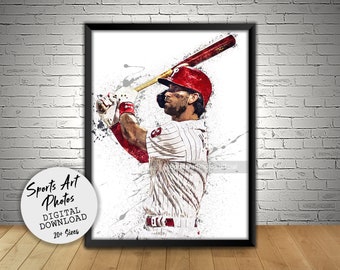 Bryce Harper Poster, Philadelphia Phillies, Wall Art Printable, Kids Decor, Digital Download, Man Cave Gift, Wall Decor, Sports Art