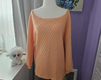 Suéter de algodón puro para mujer, bonito jersey de un solo hombro, en color naranja mandarina, listo para enviar