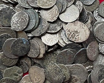 Ottoman Empire Silver Akce Coin: 15th Century Islamic Coin (9/14mm)