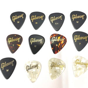 Plettri per chitarra Gibson originali x (12 mix casuali) H/M/T Bianco-Nero-Tartaruga