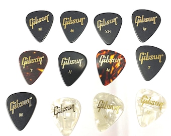 Gibson Guitar Picks Genuine x (12 random MIX) H/M/T White- Black- Tortoise
