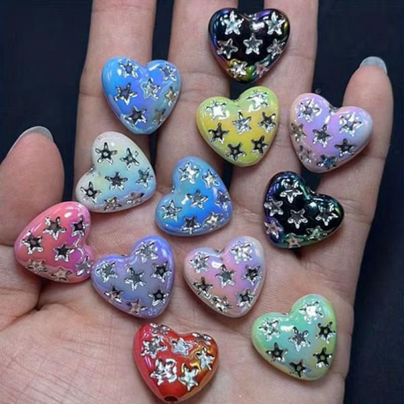 Heart-shaped Starry Beads 17.5x20mm and 19mm - Etsy
