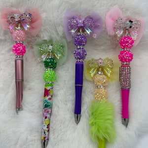 Kitty, Puppy Bow Beaded Pens